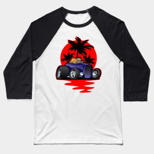 Hot Rod Couple Cruise at Sunset with Palm Trees Car Design Baseball T-Shirt